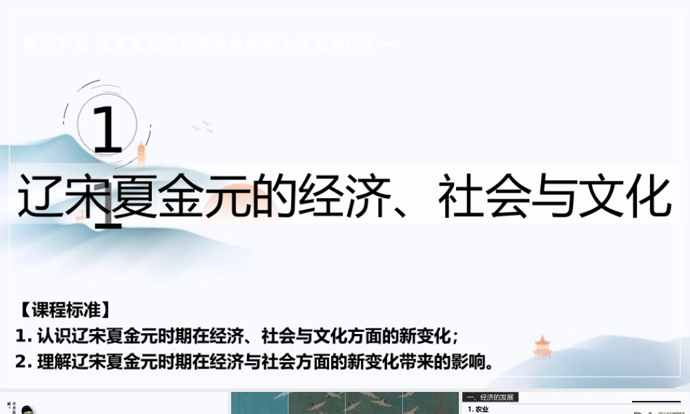 第11课《辽宋夏金元的经济、社会与文化》PPT课件