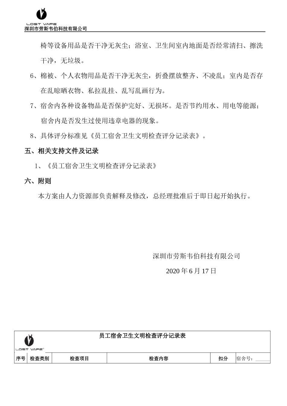 员工宿舍评比方案_第3页