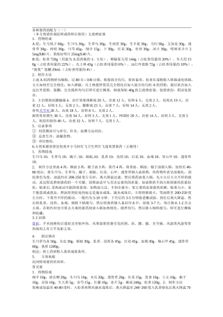 各种膏药的配方