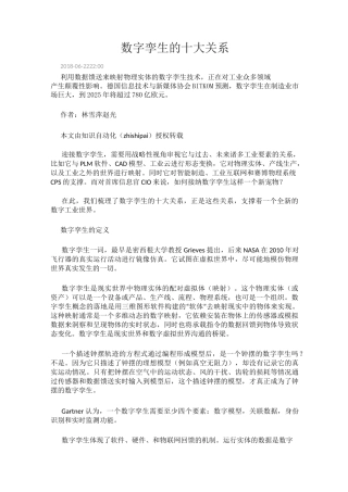 数字孪生的十大关系