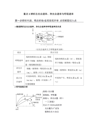 最经典总结-辨析总光合速率、净光合速率与呼吸速率