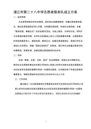 青年志愿者服务队成立方案精编版