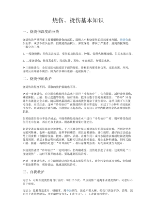 烧伤、烫伤基本知识
