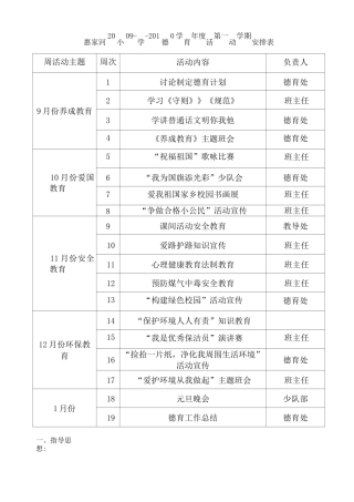德育活动安排表