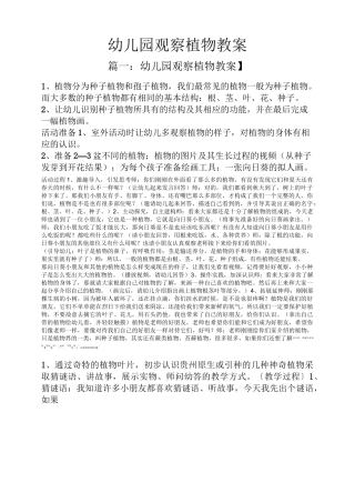 幼儿园观察植物教案