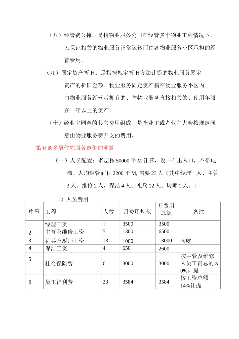物业公司服务定价测算标准概_第3页