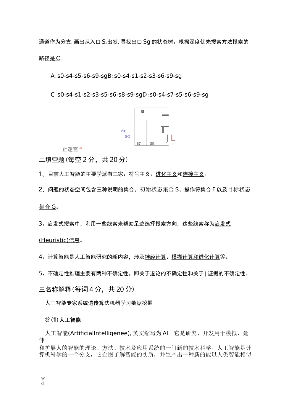 人工智能期末试题及答案_第2页