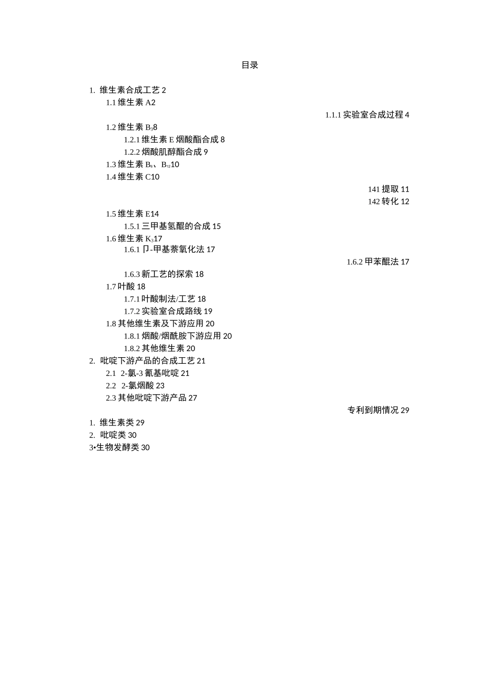 维生素及吡啶下游产品合成路线_第1页