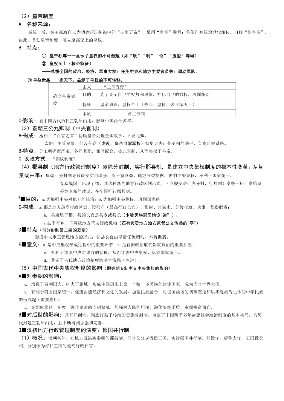 高三历史_必修一专题01古代中国的政治制度复习提纲_第3页