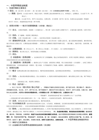 高三历史_必修一专题01古代中国的政治制度复习提纲