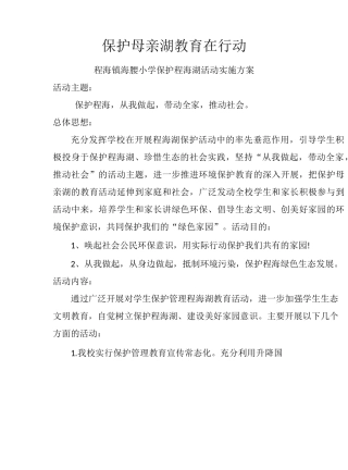 保护母亲湖活动方案