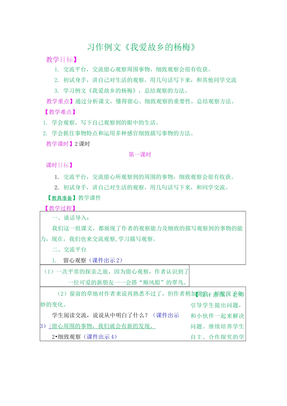 习作例文《我爱故乡的杨梅》 名师教案_第1页