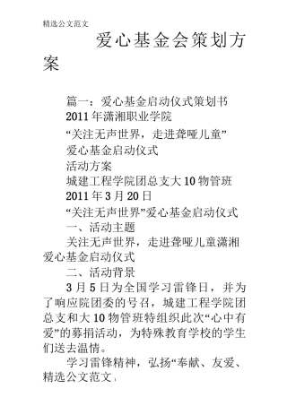 爱心基金会策划方案