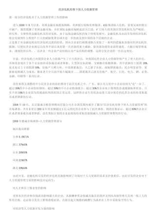 经济危机形势下的人力资源管理