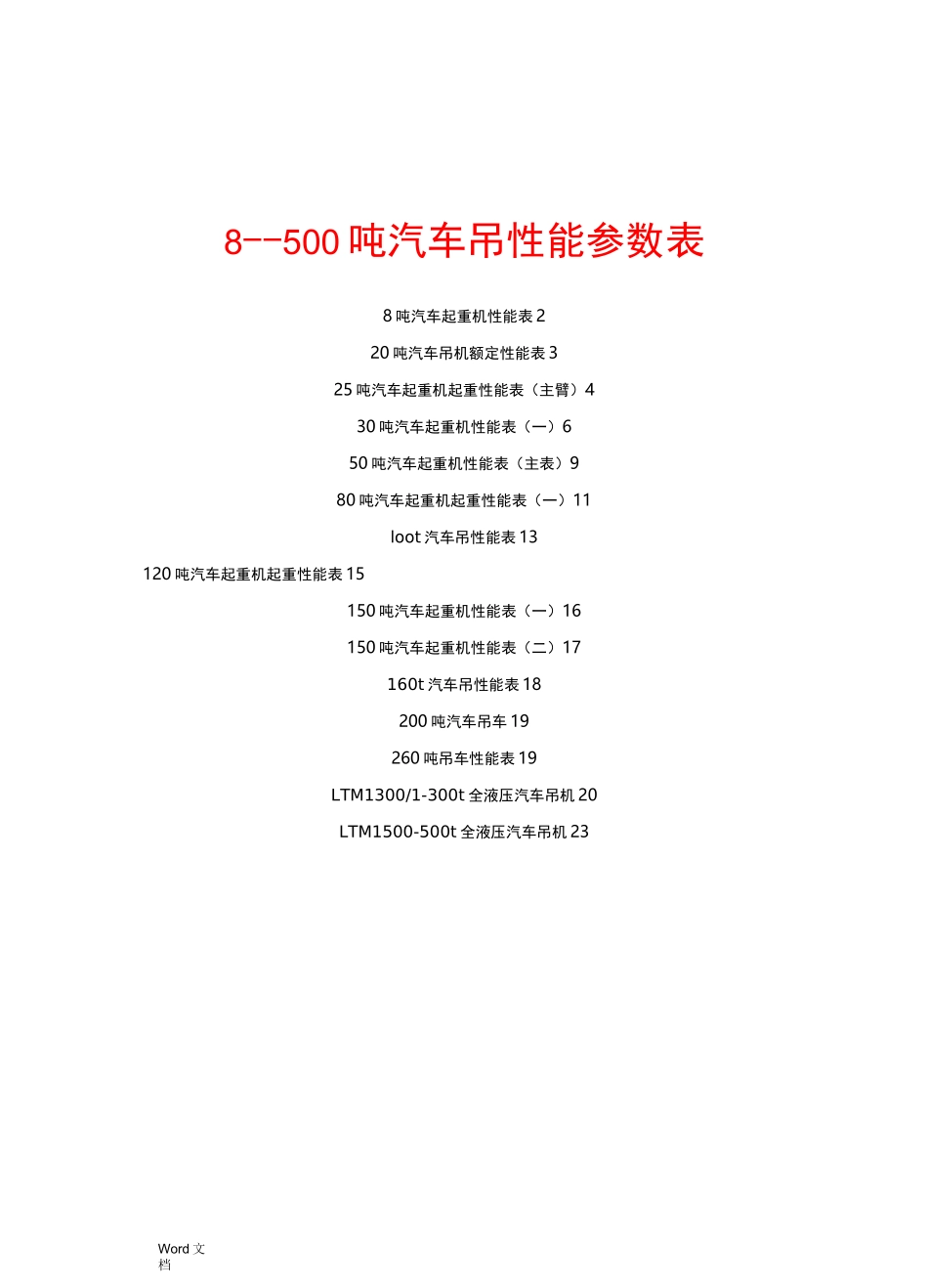 汽车吊性能全参数表_第1页