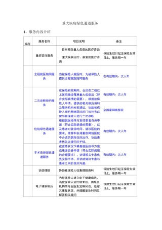重大疾病绿色通道服务