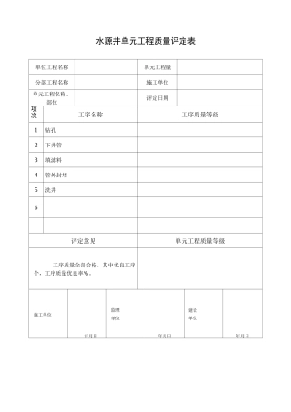 钻井质量评定表
