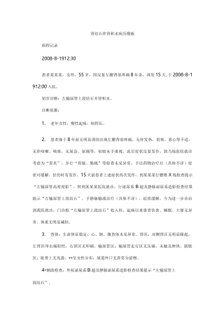肾结石伴肾积水病历模板