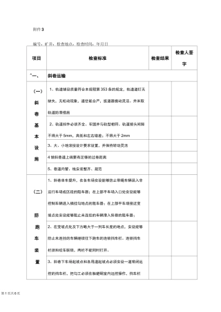 煤矿辅助运输安全检查表