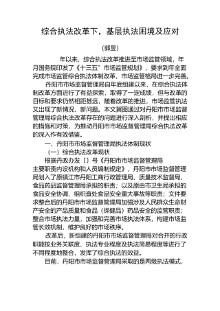 综合执法改革下基层执法困境及应对