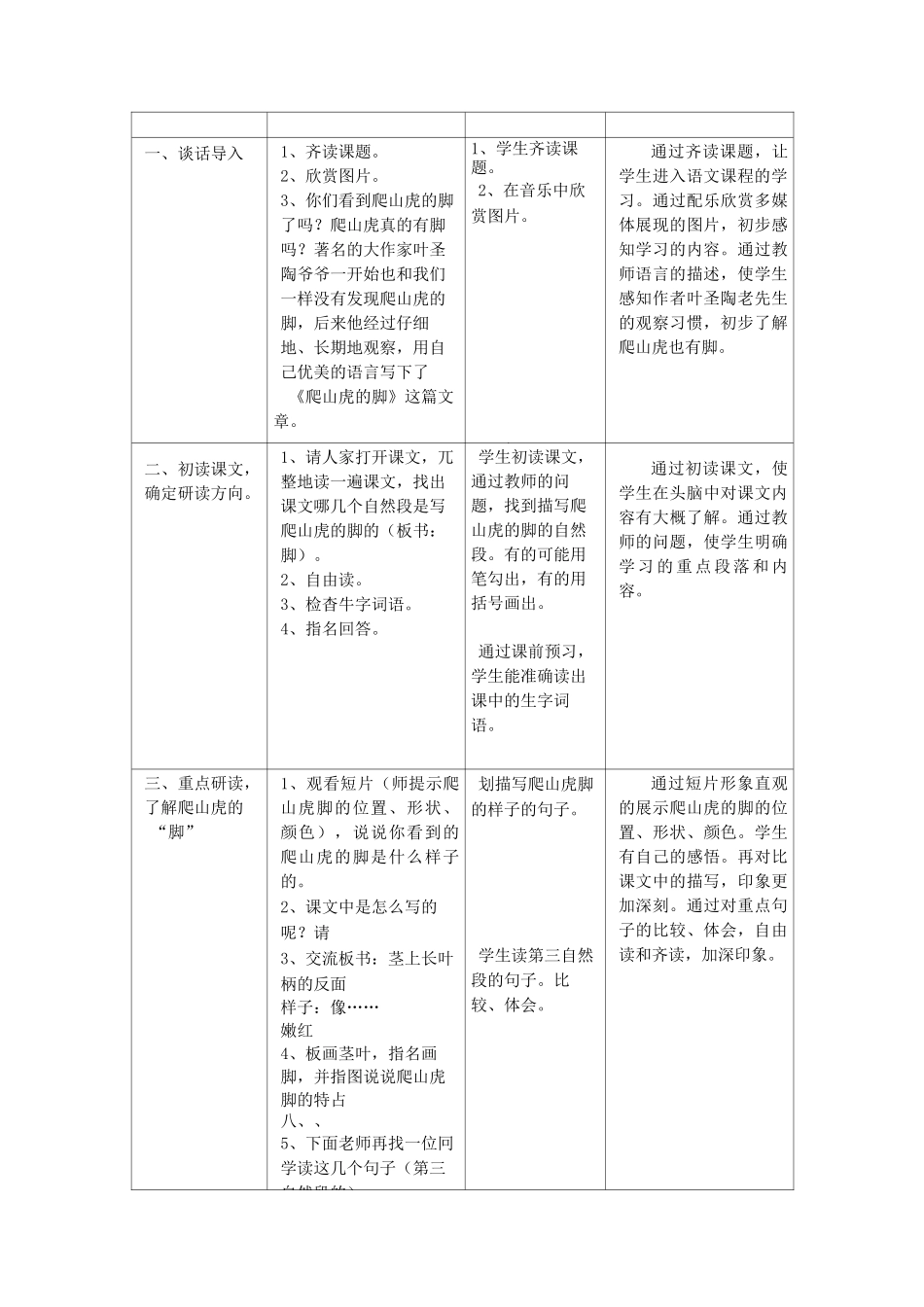 爬山虎的脚  教学设计+课后反思+学生评价_第2页