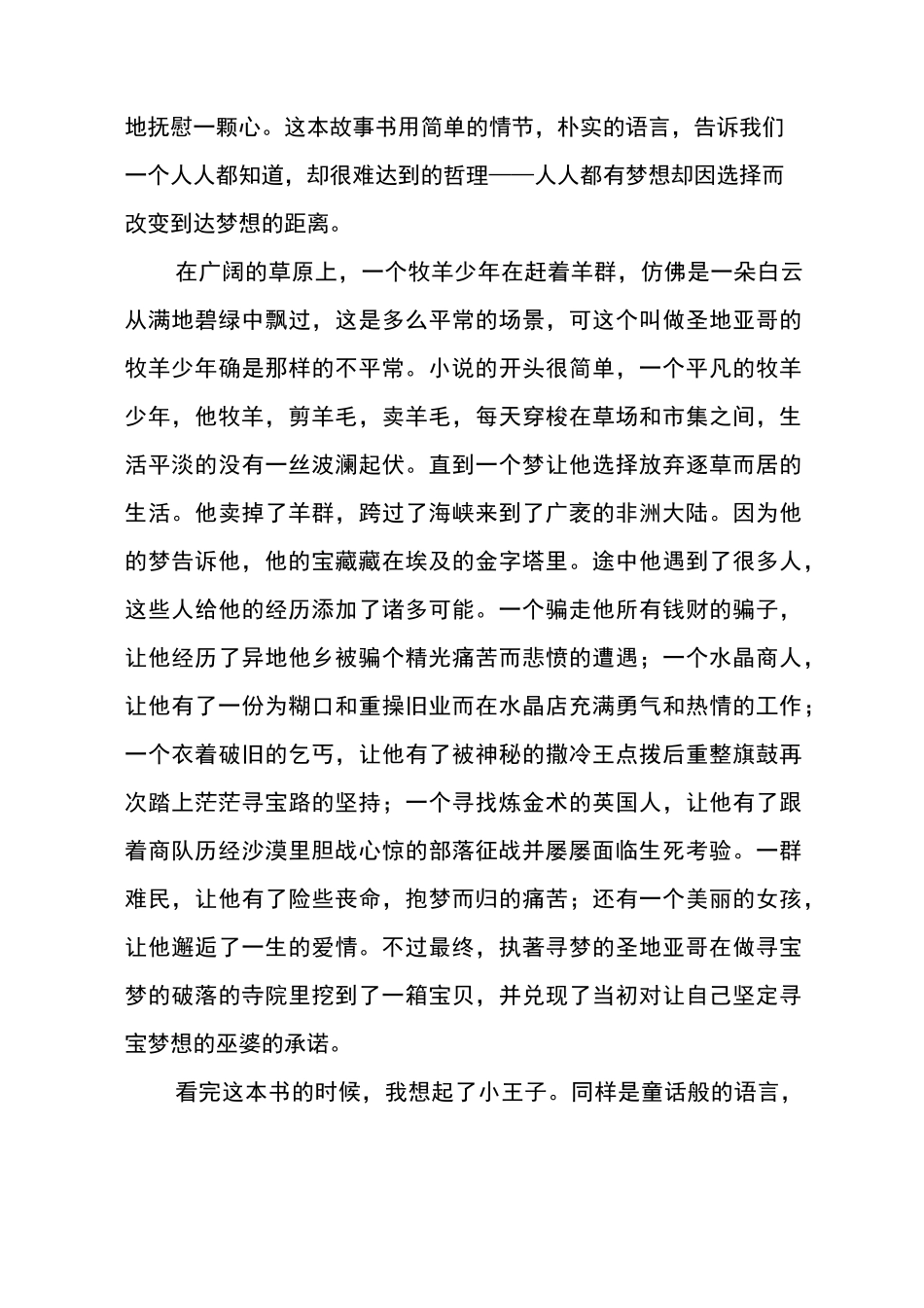 牧羊少年奇幻之旅读后感_第2页