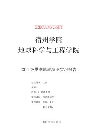 巢湖地质实习报告完整版