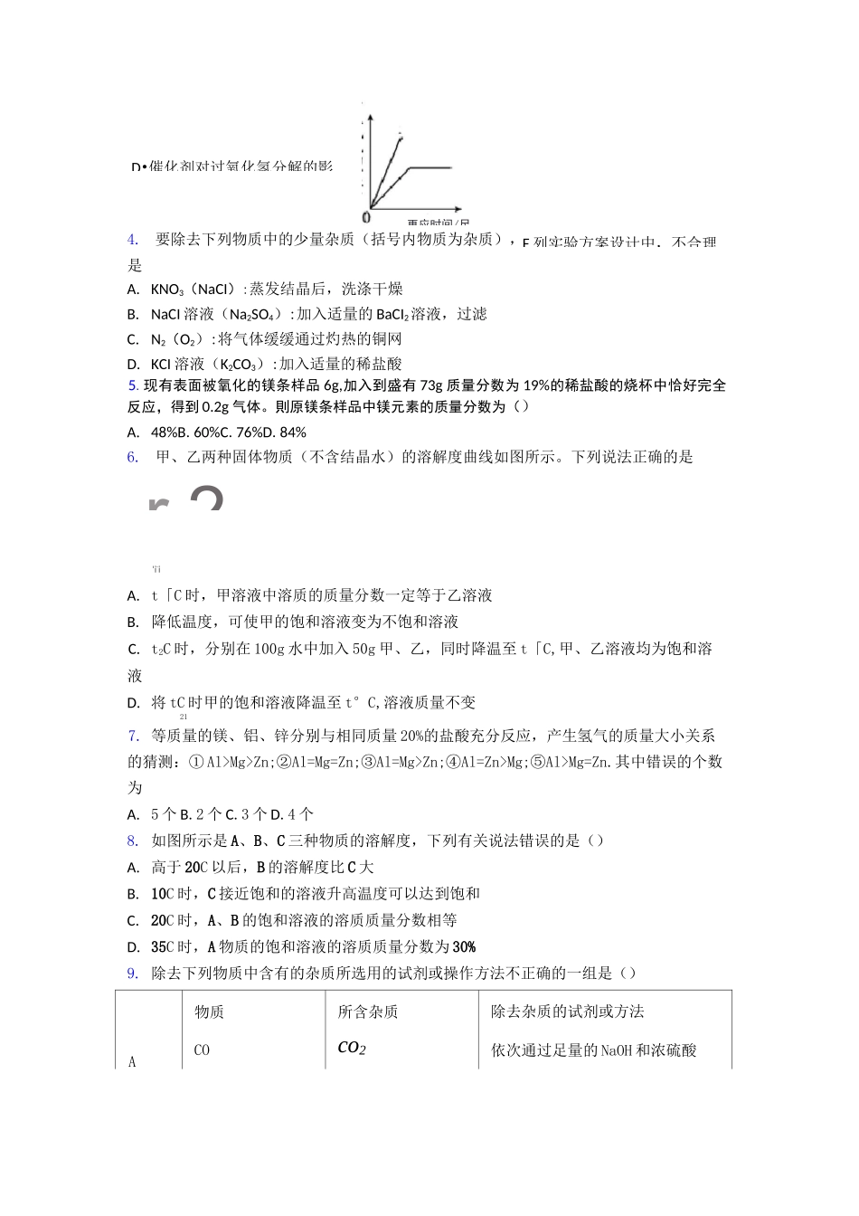 江苏省南京市金陵中学高一分班考试化学试卷_第3页