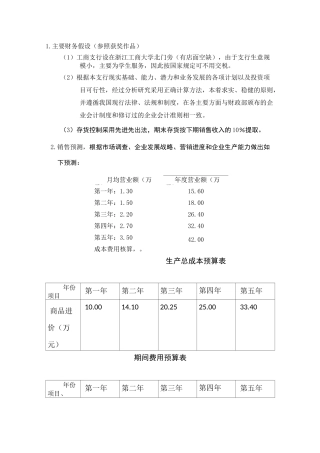 主要财务假设