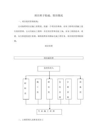 项目班子组成、资历情况