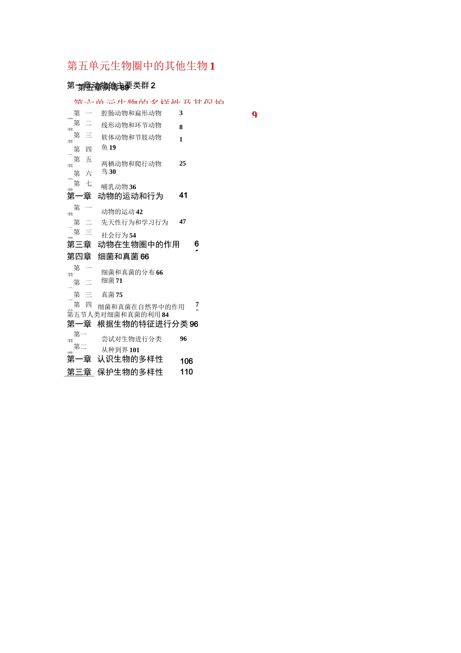 人教版初中生物目录_第3页