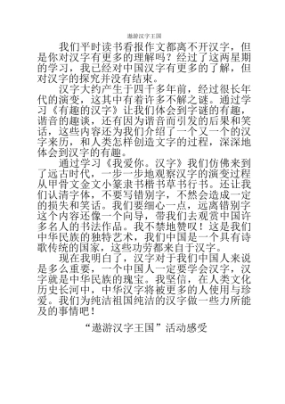 遨游汉字王国感受