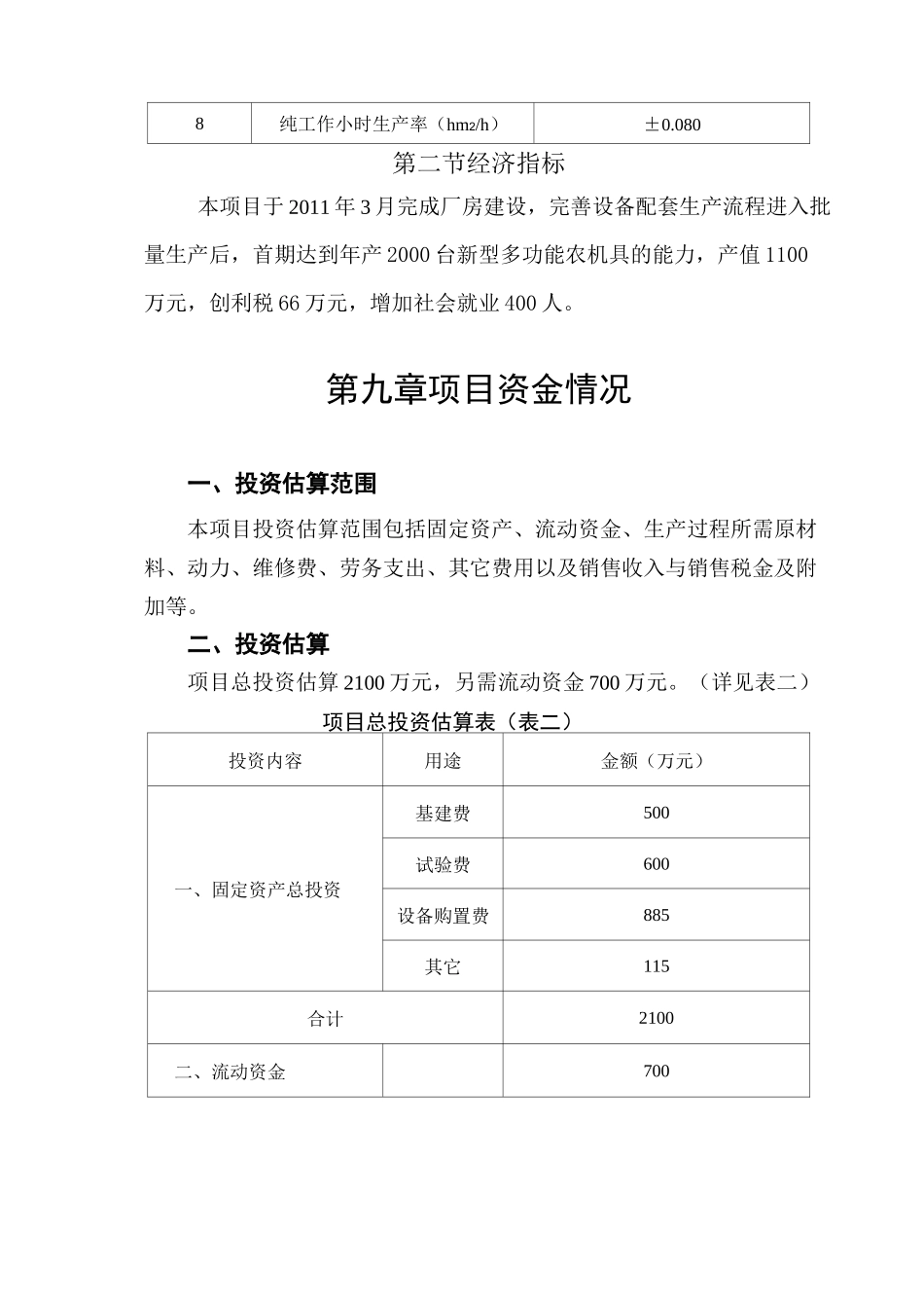 项目的技术与经济的指标_第2页