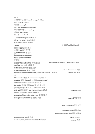 宴会中餐必备英语