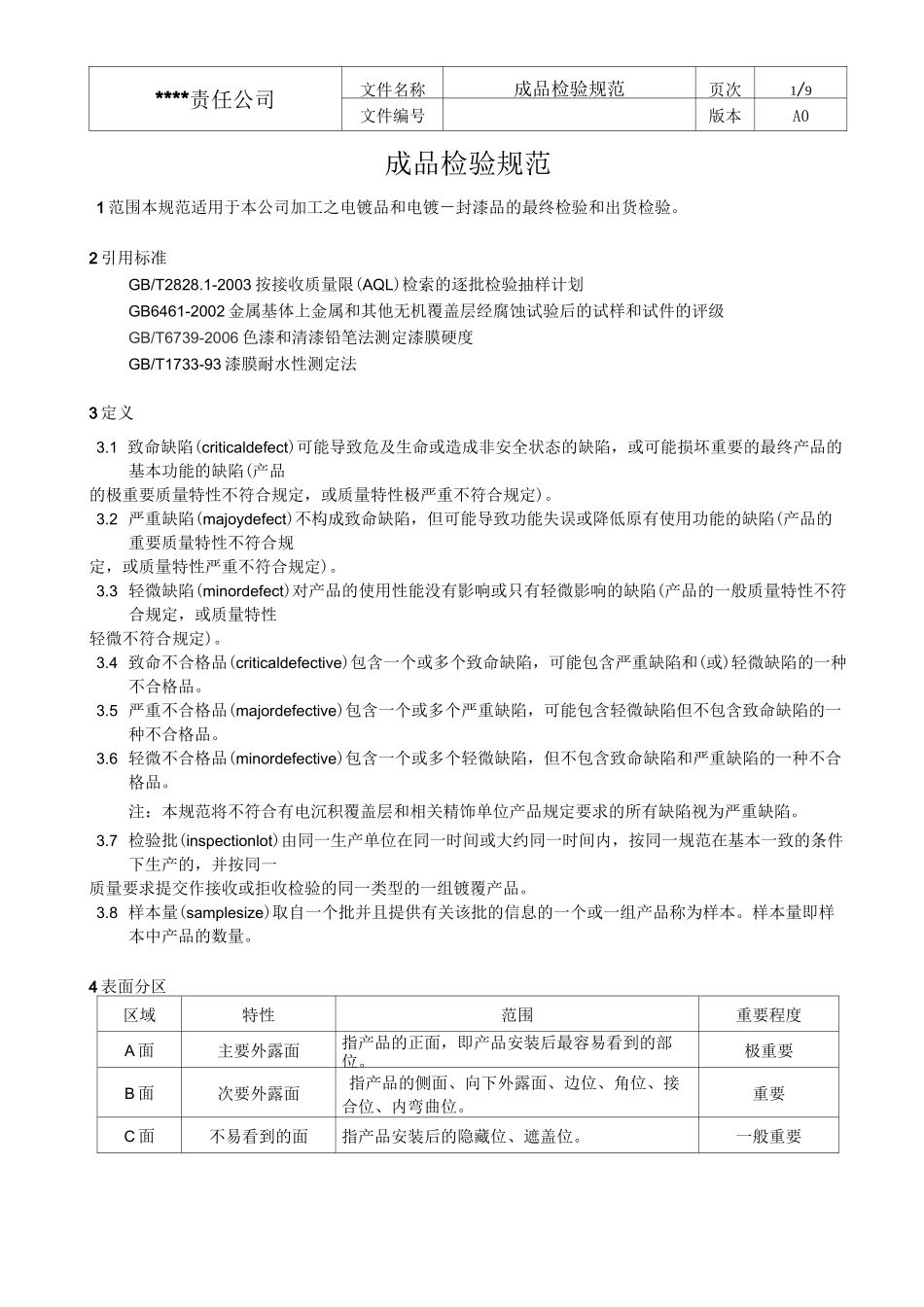 电镀电泳产品检验规范_第1页