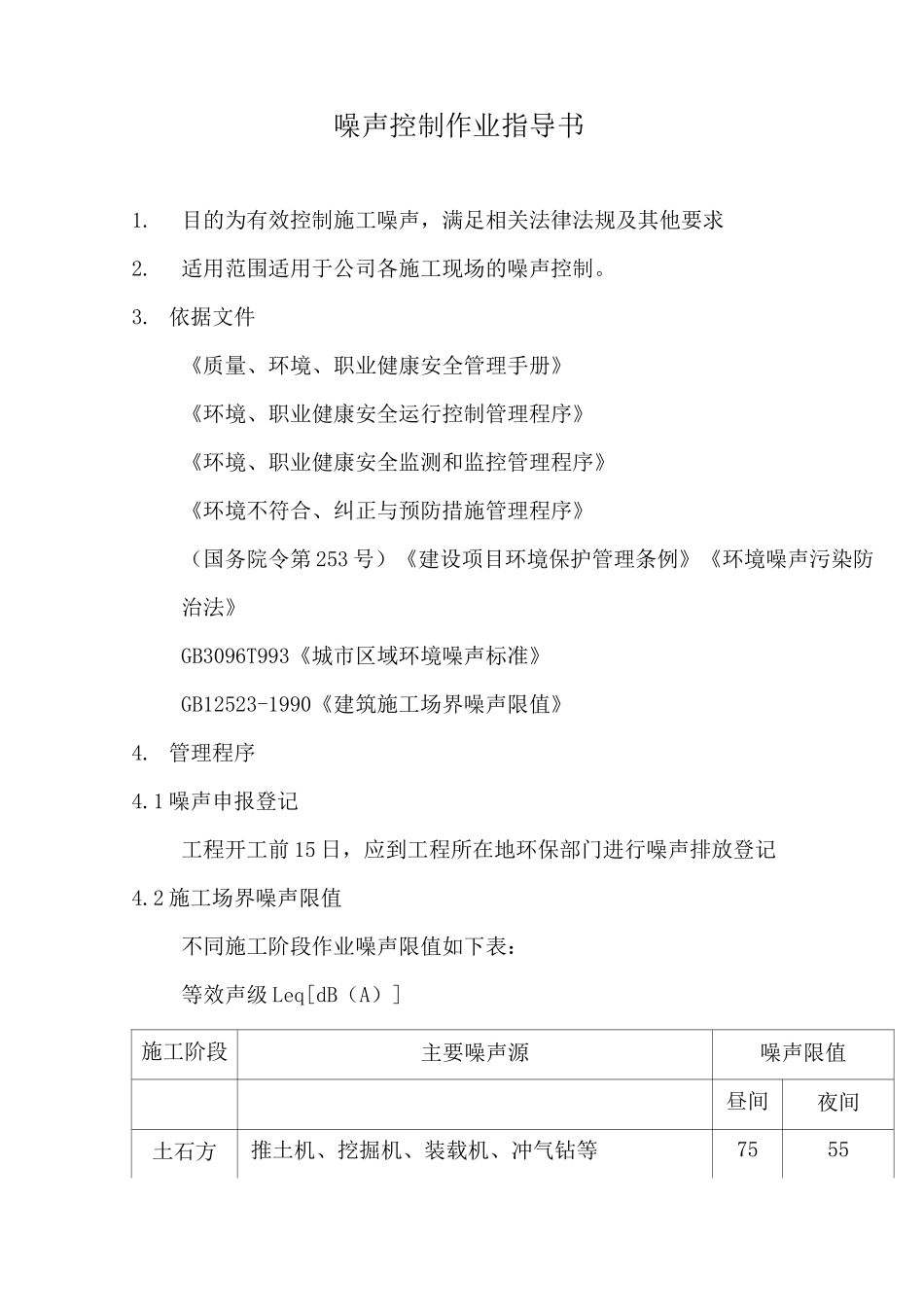 噪声控制作业指导书_第1页
