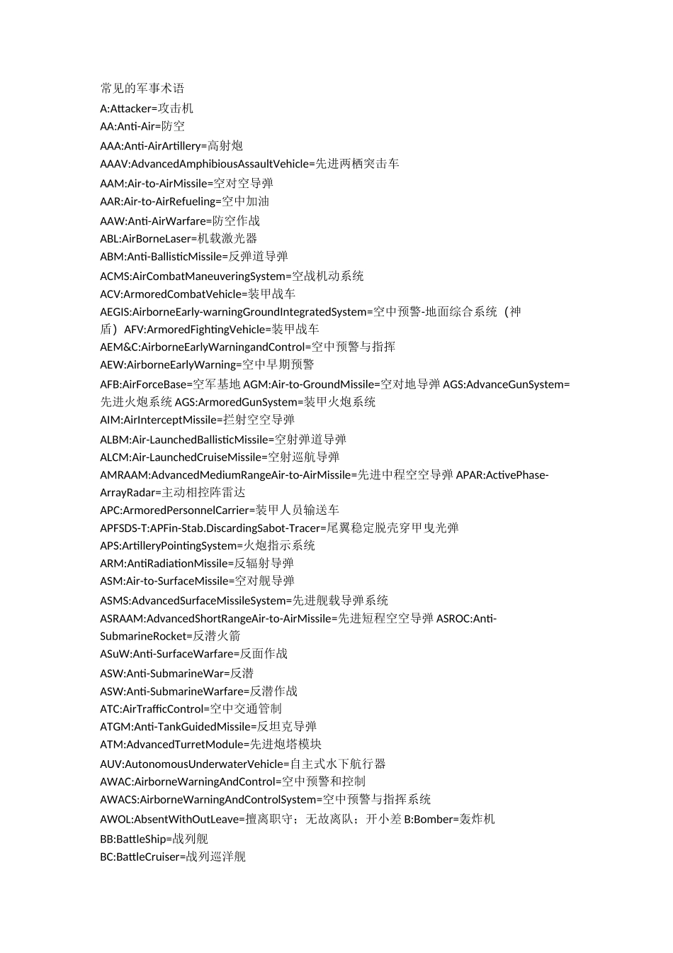 常见的军事术语_第1页