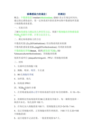 病毒感染力的滴定(TCID50的测定)