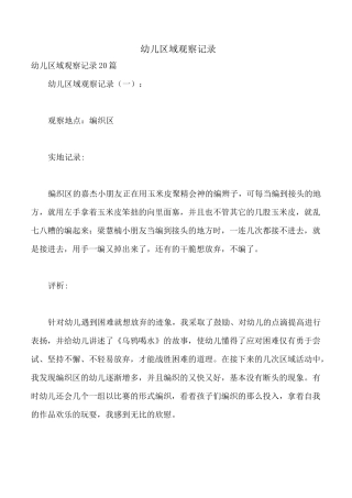 幼儿区域观察记录