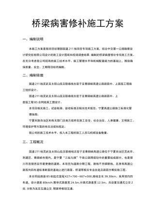 桥梁病害修补工程施工设计方案