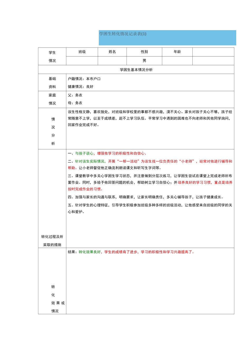 学困生转化情况记录表60882_第1页