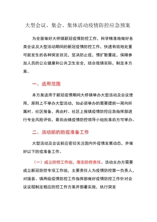 大型会议、集会、集体活动疫情防控应急预案