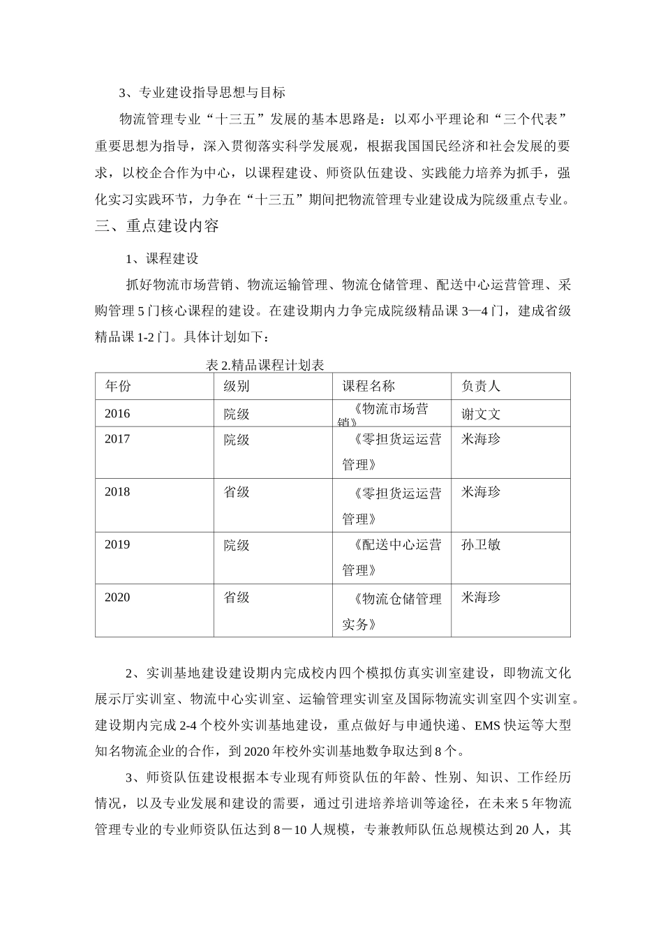 物流管理专业建设发展规划_第2页