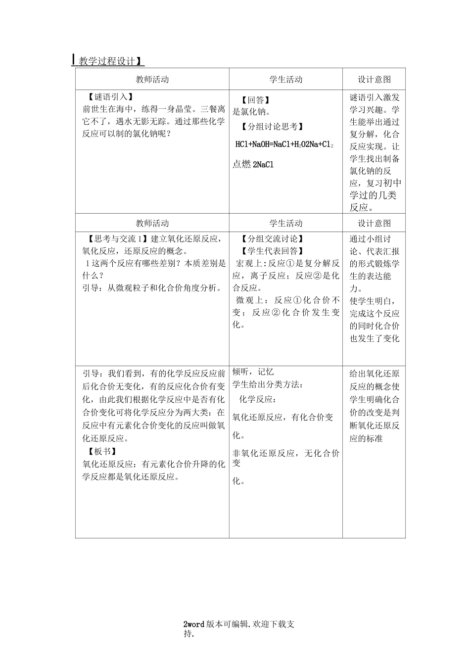 氧化还原反应教学设计(人教版)_第2页