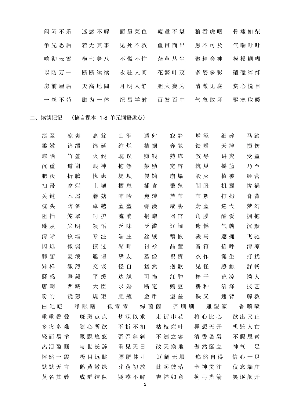 四年级下册语文复习讲义概要_第2页