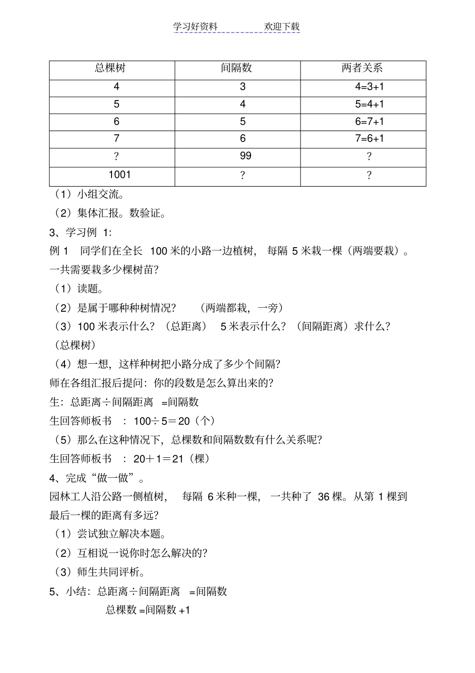 四年级植树问题教学设计_第2页
