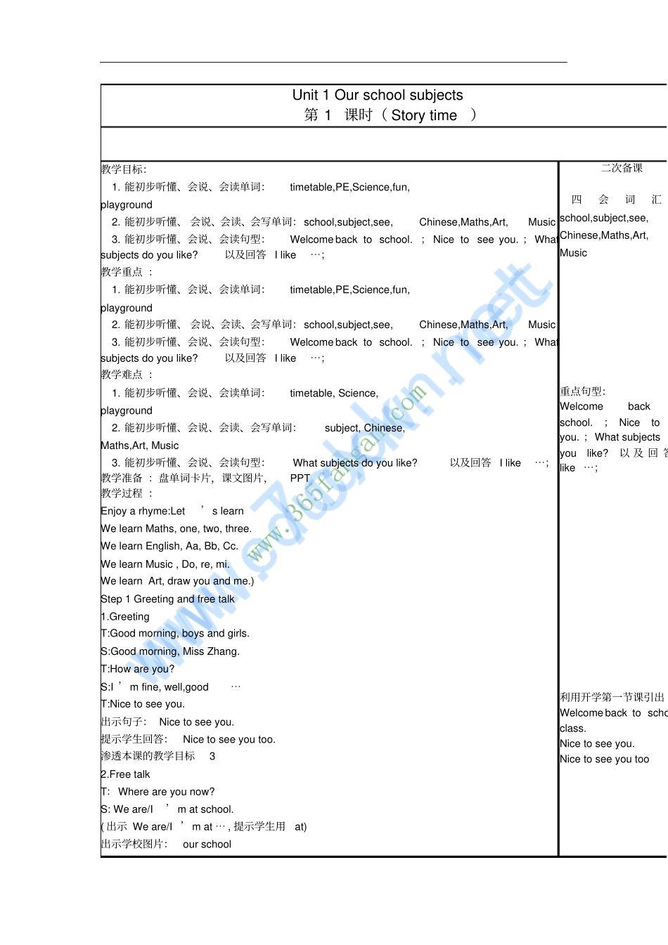 四年级英语上册Unit6WhatSubjectsDoTheyHaveThisMor_第1页
