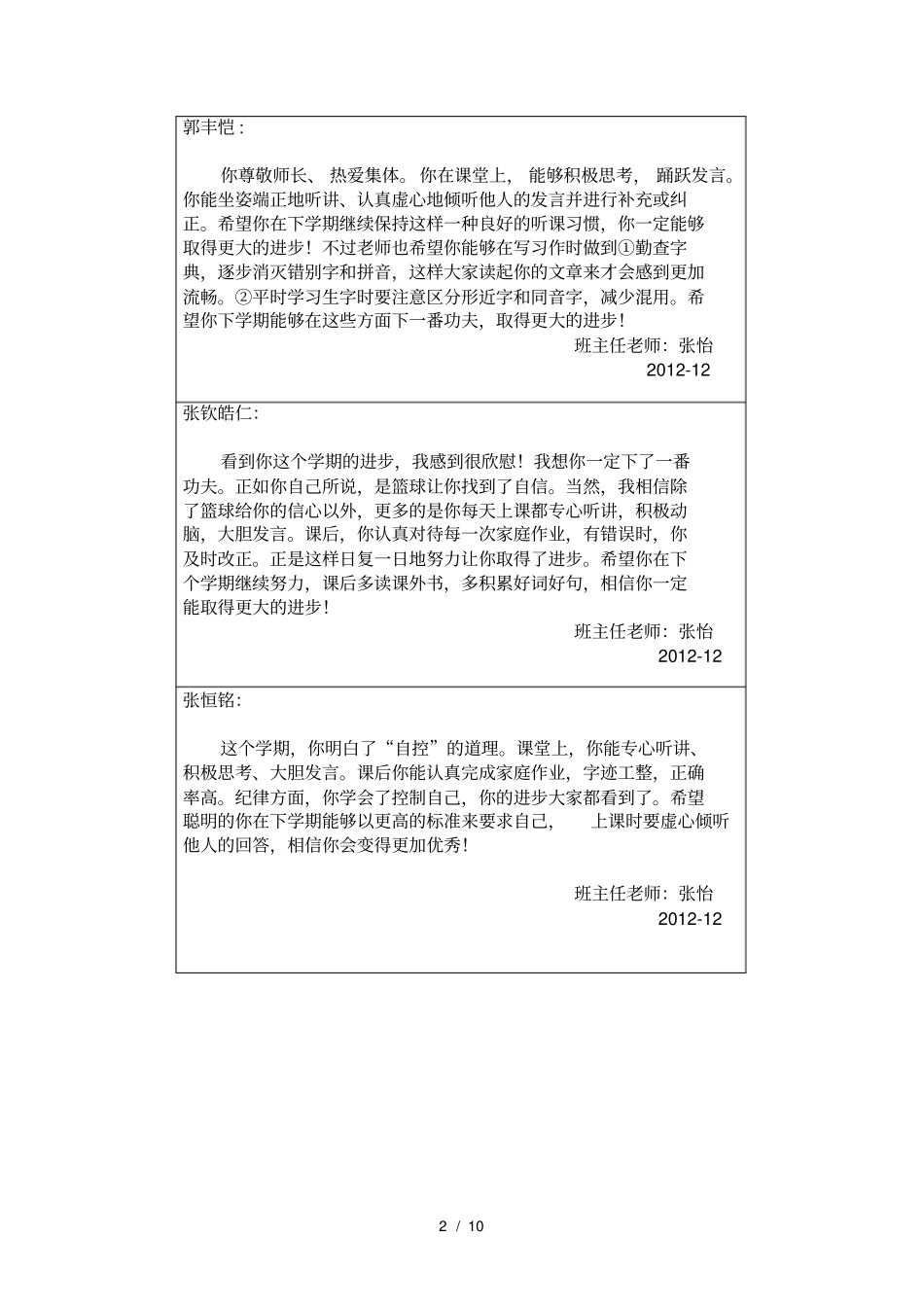 四年级评语绝对原创_第2页