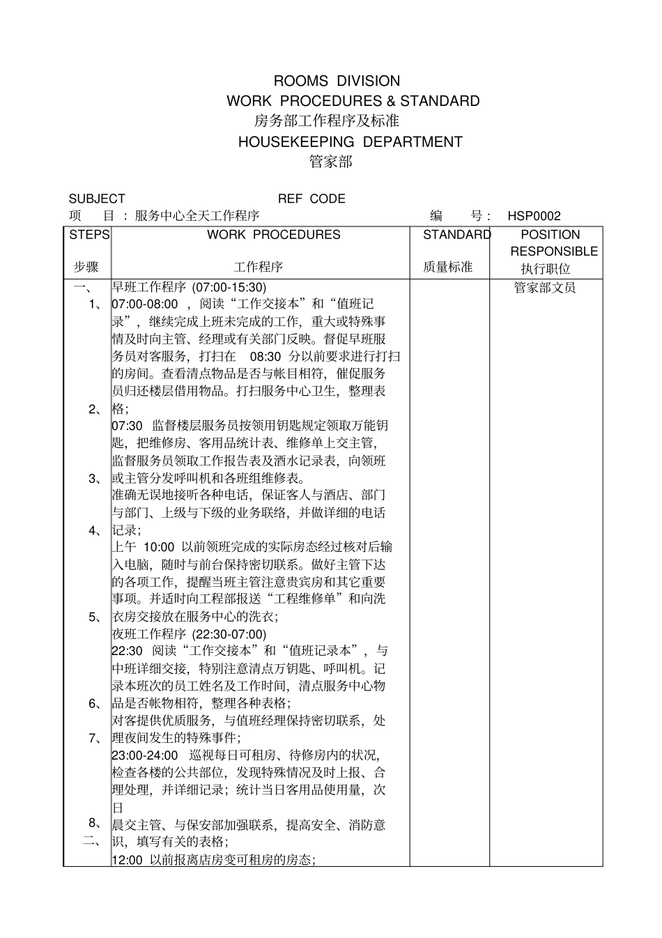四星级酒店管理及工作流程_第2页