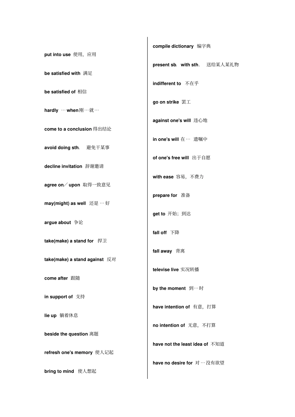 四级核心词组汇编_第1页